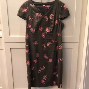 Boden Khaki Pink Floral Dress US12